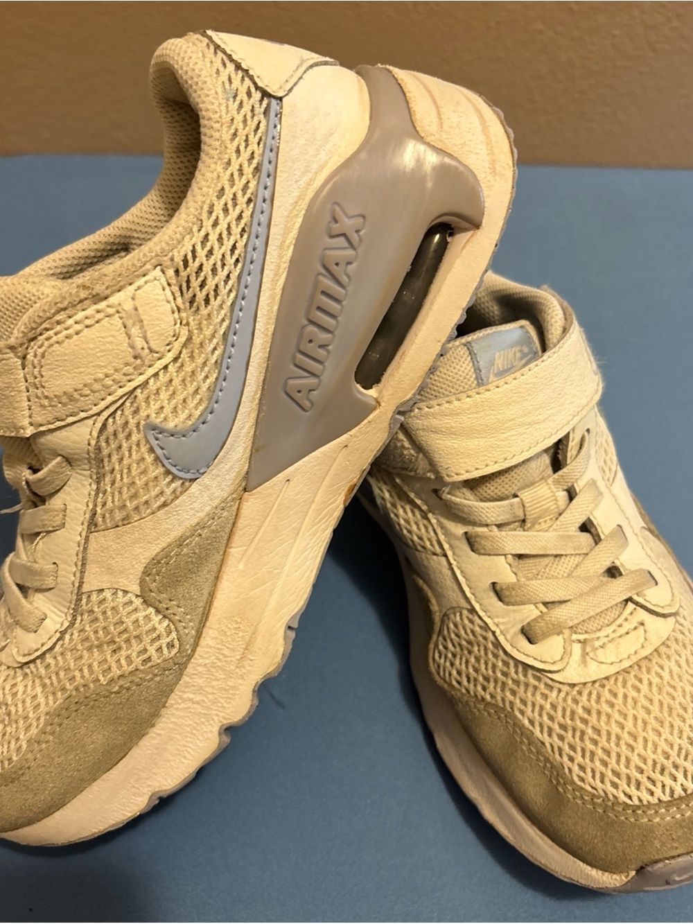 Nike Kids Beige and Light Gray Air Max Sneakers